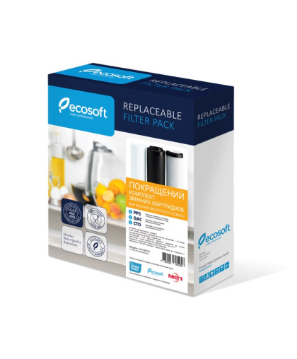 Покращений комплект картриджів Ecosoft 1-2-3 для фільтрів зворотного осмосу (CHV3ECO) Покращений комплект картриджів Ecosoft 1-2-3 для фільтрів зворотного осмосу (CHV3ECO)