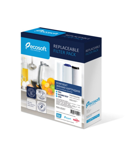 Комплект картриджів Ecosoft №4 для потрійного фільтра (CMV3ECO) Комплект картриджів Ecosoft №4 для потрійного фільтра (CMV3ECO)